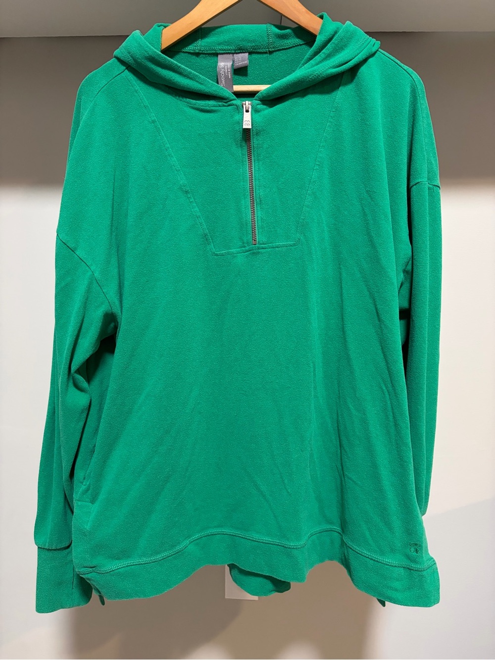 Sweaty Betty Green Half Zip Hoodie US 14 Soft Fleece Cozy Hoodie Sweater